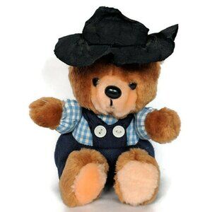 Fairview Teddy Bear Plush Overalls Hat 7.25"